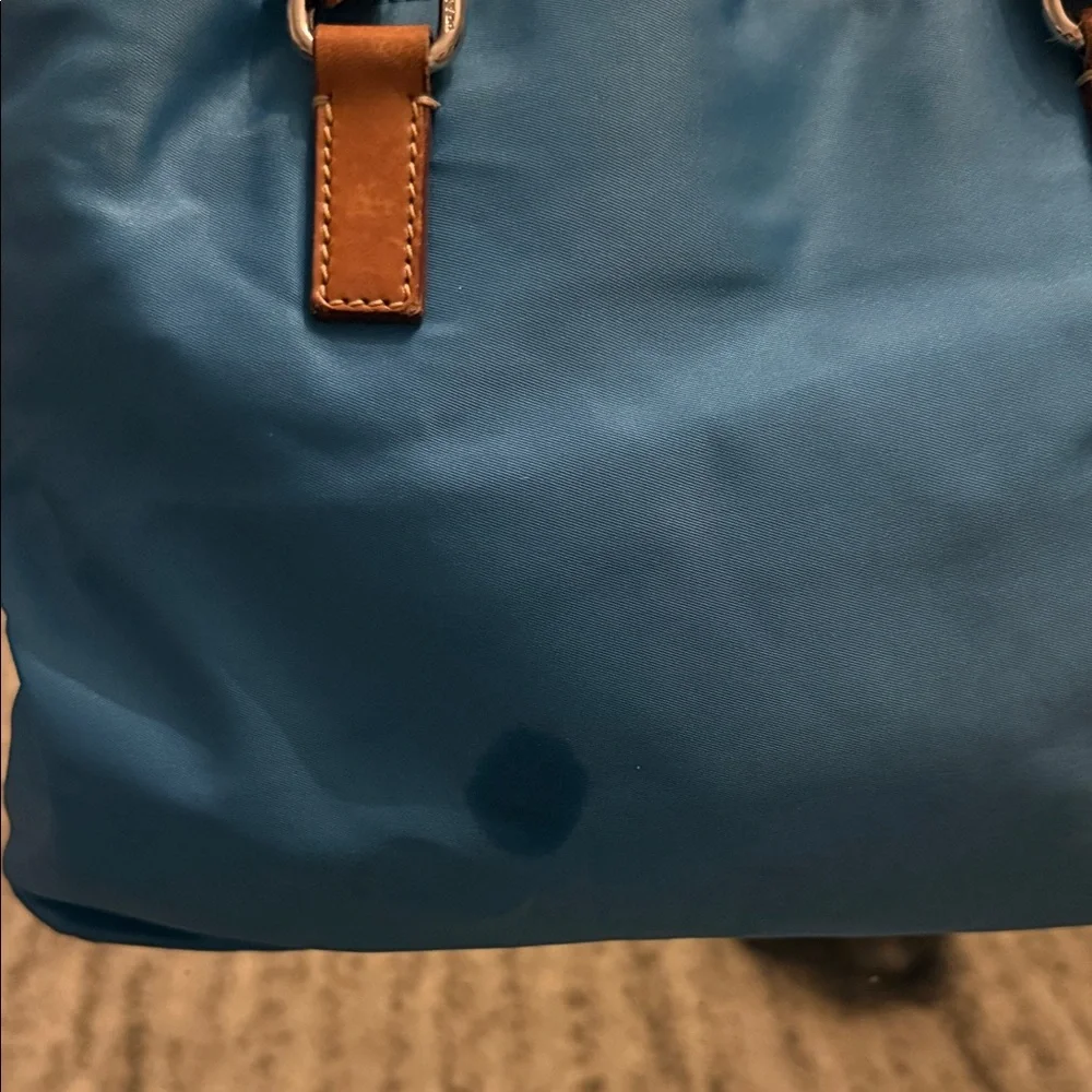 Prada Teal Nylon Tote with Brown Accents - Picture 3 of 8